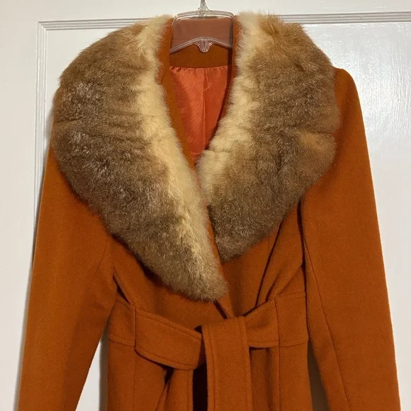 Vintage 1975 thigh length coat / jacket faux fur collar UNIQUE & ONE OF A KIND - Picture 3 of 12
